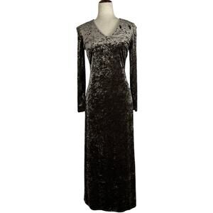 Vintage CDC Dress Women Size 4 Green Crushed Velvet Maxi Fairy Grunge Whimsigoth